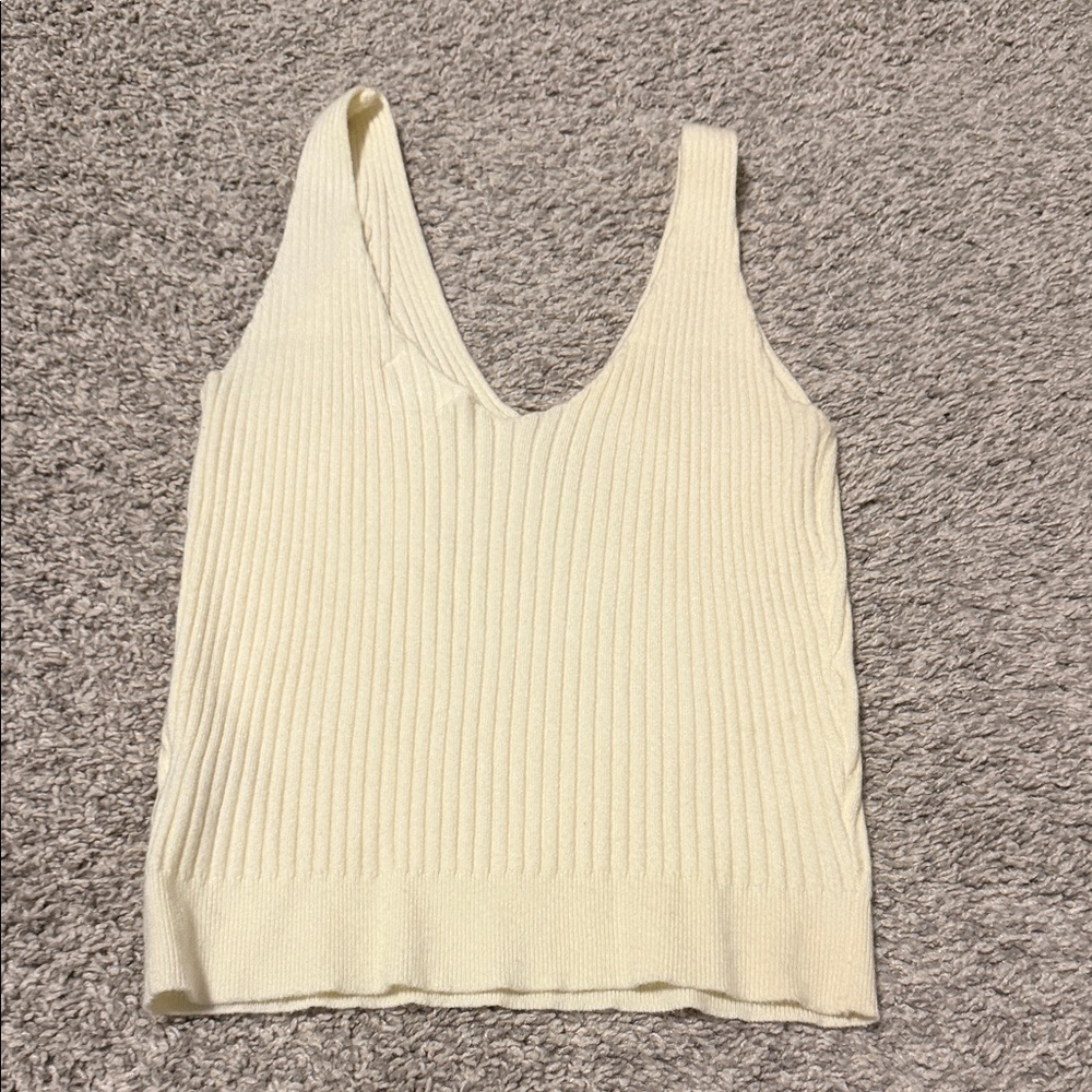 La miel Women's Cream Ribbed Knit tank - Picture 5 of 6